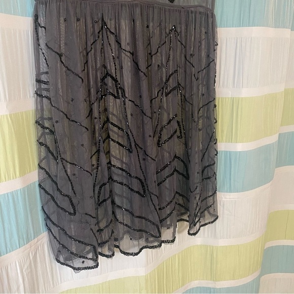 Free People Beaded Sheer Boho Dress Gray Oversized XS - Picture 6 of 8